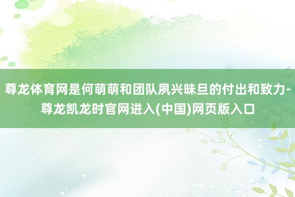 尊龙体育网是何萌萌和团队夙兴昧旦的付出和致力-尊龙凯龙时官网进入(中国)网页版入口