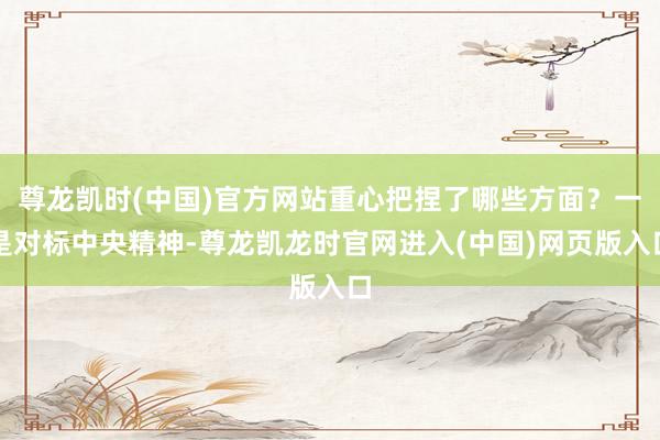 尊龙凯时(中国)官方网站重心把捏了哪些方面？一是对标中央精神-尊龙凯龙时官网进入(中国)网页版入口